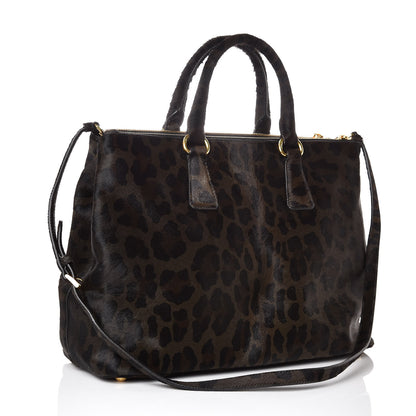 Prada Calf Hair Leopard Print Medium Galleria Double Zip Tote Mimetico 4 of 12
