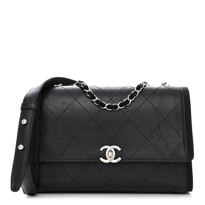 Chanel Crumpled Calfskin Flap Bag Black 1 of 11