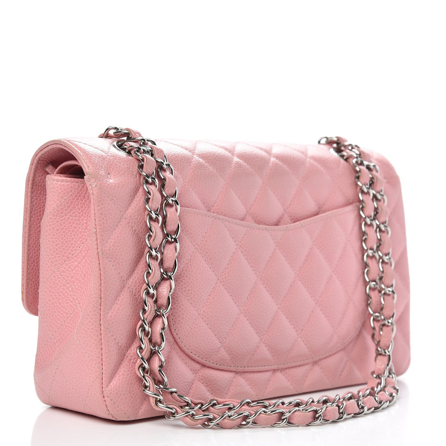 Caviar Quilted Medium Double Flap Pink
