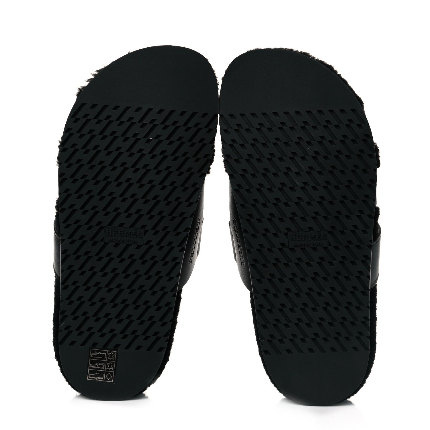 Hermes Calfskin Woolskin Womens Chypre Sandals 37.5 Black 5 of 8