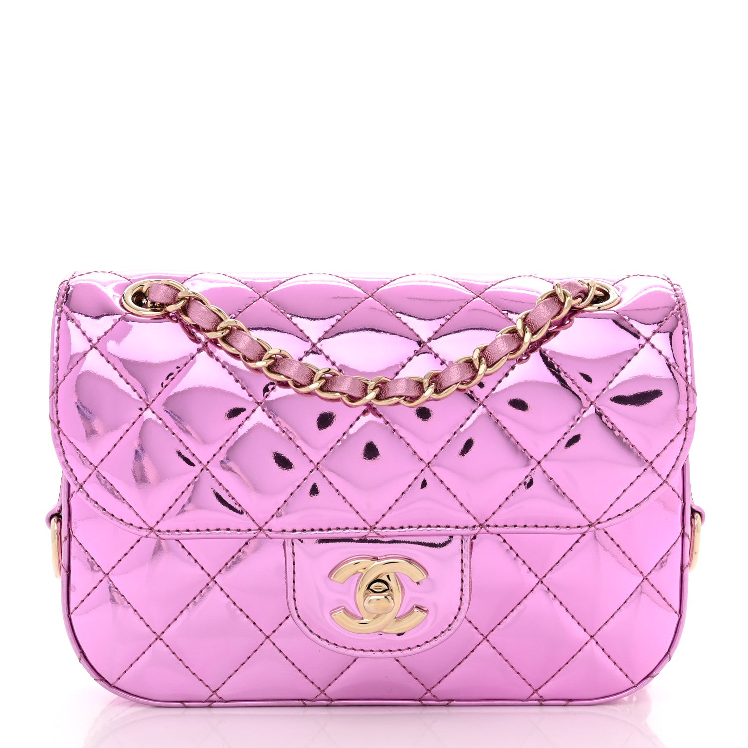 Chanel Mirror Calfskin Metallic Calfskin Quilted Hollywood Boulevard Mini Flap With Coin Purse Light Purple 3 of 11