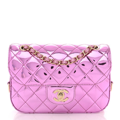 Chanel Mirror Calfskin Metallic Calfskin Quilted Hollywood Boulevard Mini Flap With Coin Purse Light Purple 3 of 11