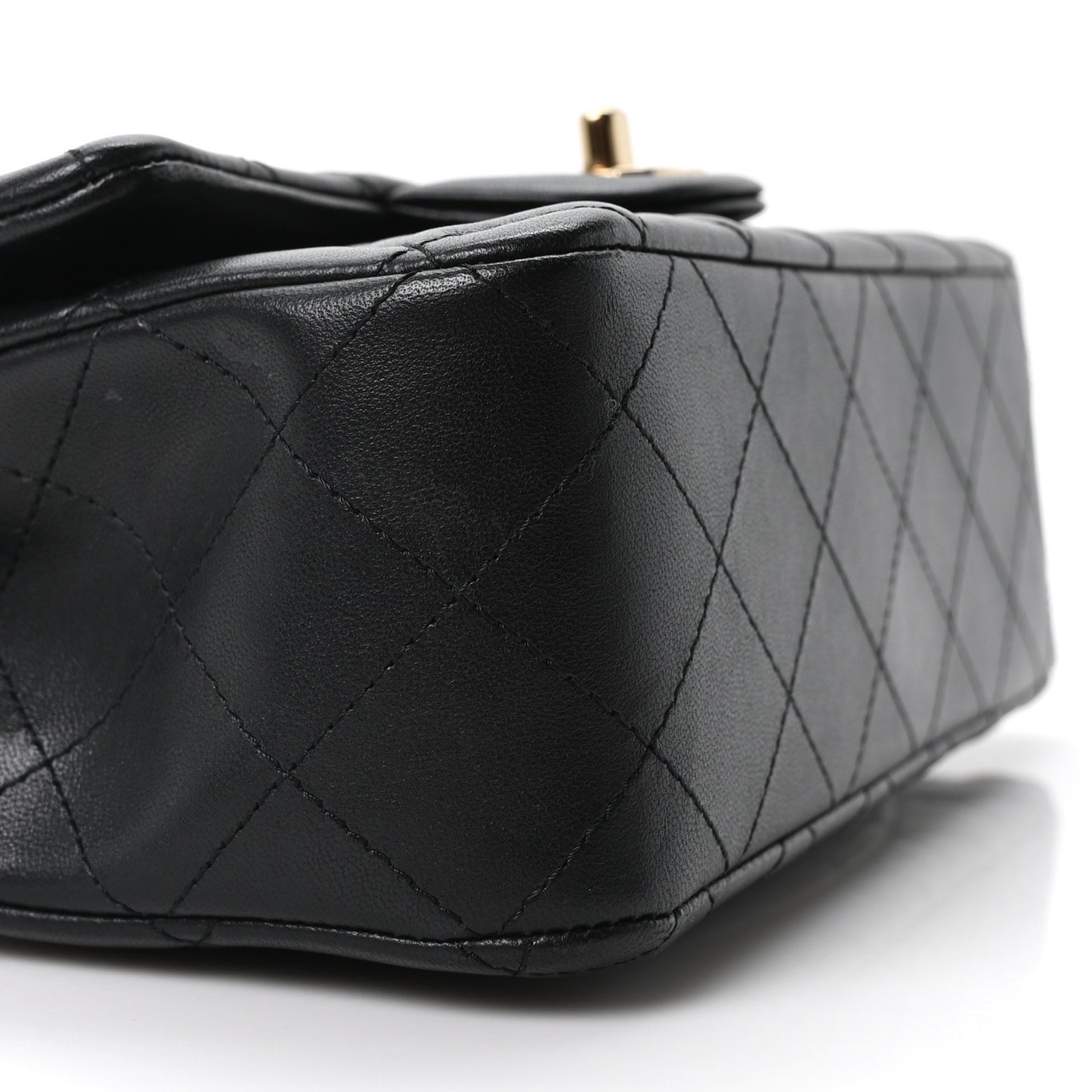 Lambskin Quilted Mini Rectangular Flap Black