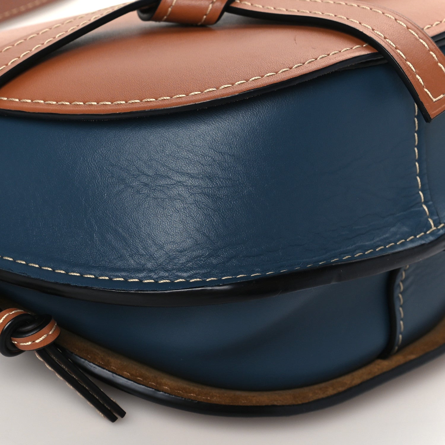 Loewe Calfskin Small Gate Crossbody Bag Tan Steel Blue 8 of 9