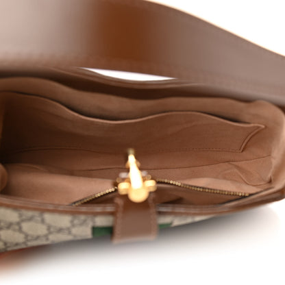 Gucci GG Supreme Monogram Azalea Calfskin Web Small Jackie 1961 Hobo Beige Ebony Brown Sugar 5 of 10
