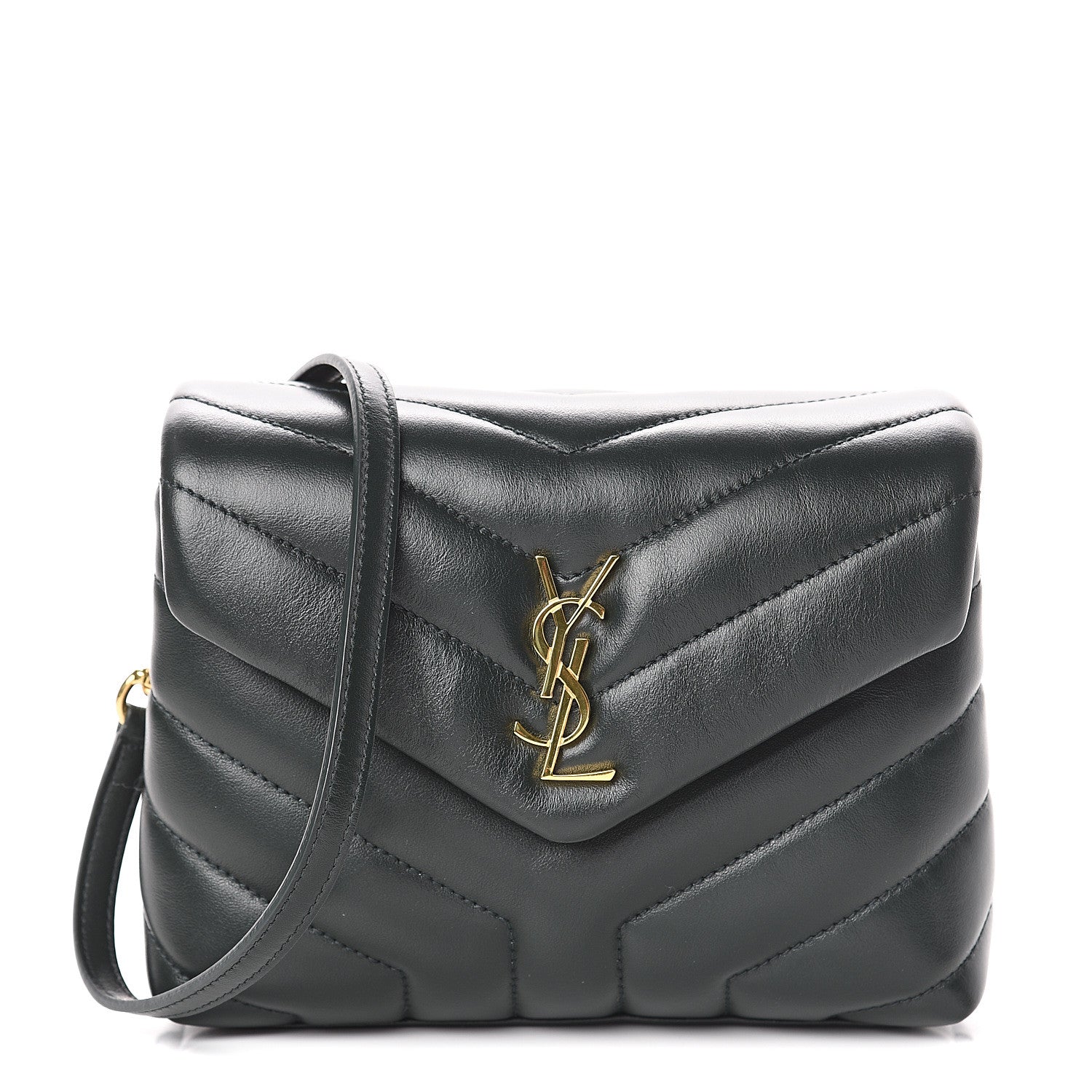Saint Laurent Calfskin Y Quilted Monogram Toy Loulou Crossbody Bag Asphalt 1 of 7