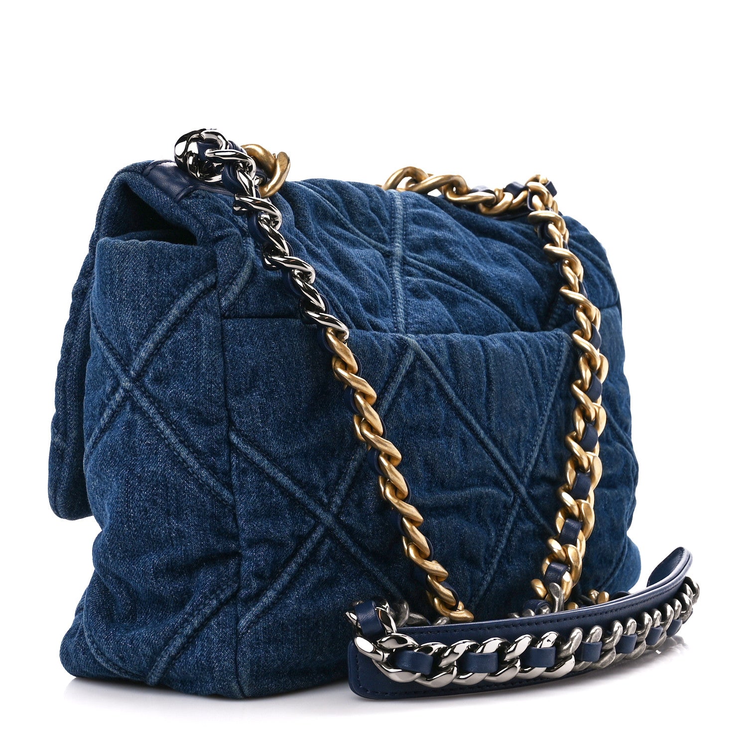 Chanel Denim Quilted Large Chanel 19 Flap Blue 3 of 11