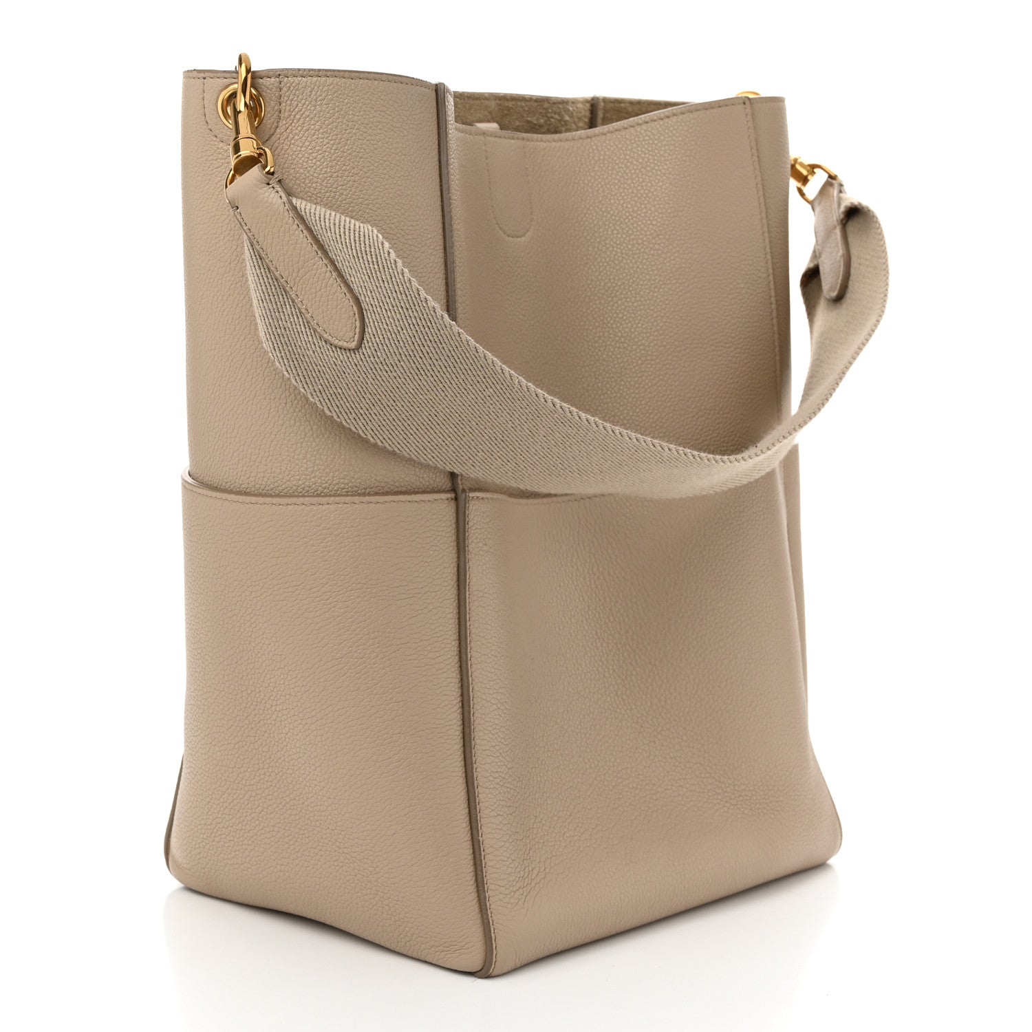 Celine Soft Grained Calfskin Sangle Bucket Bag Dune 3 of 9