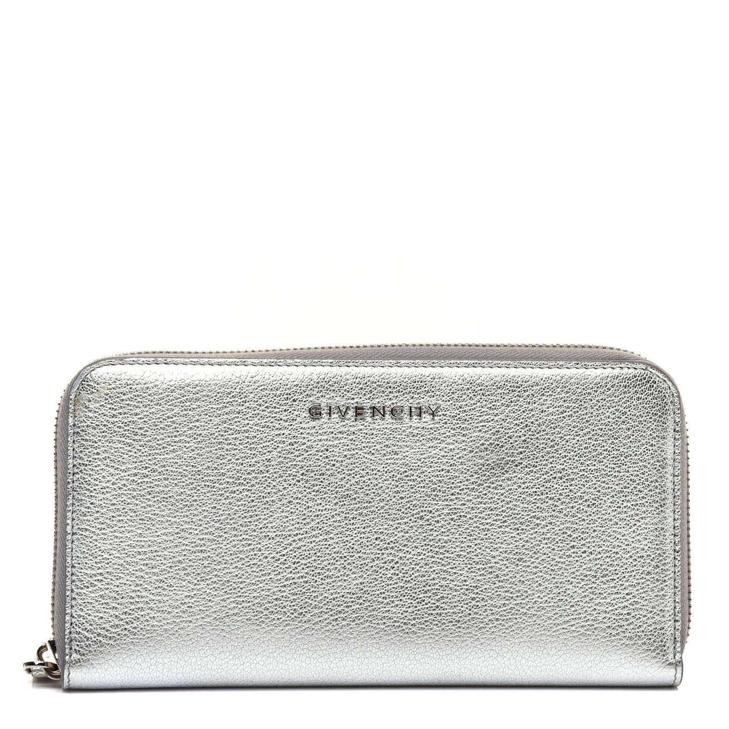 Metallic Sugar Goatskin Pandora Zip Around Wallet Silver