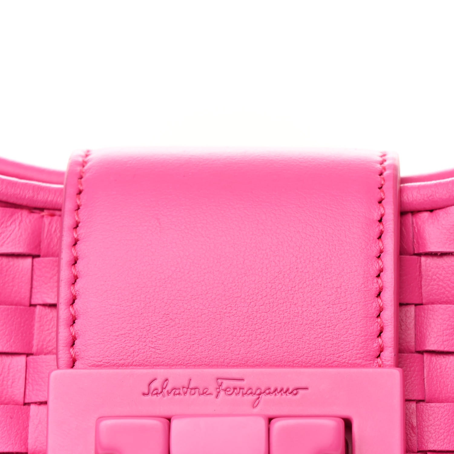 Salvatore Ferragamo Calfskin Intreccio Trifolio Shoulder Bag Hot Pink 9 of 13