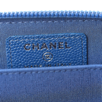 Chanel Caviar Quilted Boy Zip Around Coin Purse Wallet Dark Blue 6 of 14