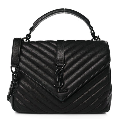 Saint Laurent Sheepskin Matelasse Chevron Monogram Monochrome Medium College Bag Black 1 of 9
