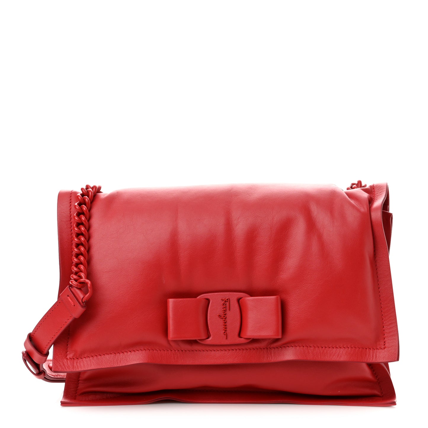 Calfskin Small Viva Bow Shoulder Bag Red