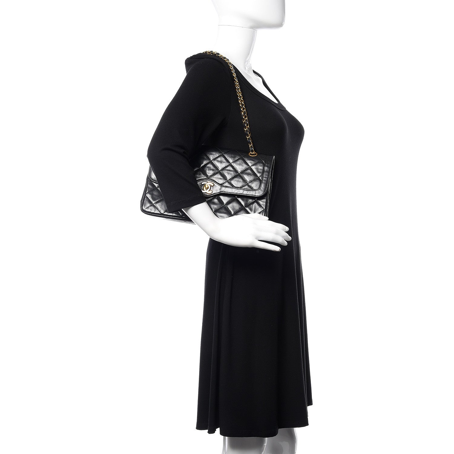 Chanel Lambskin Quilted Medium Double Flap Black 2 of 9