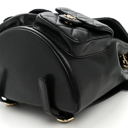 Chanel Shiny Caviar Quilted Small Duma Pockets Drawstring Backpack Black 9 of 9