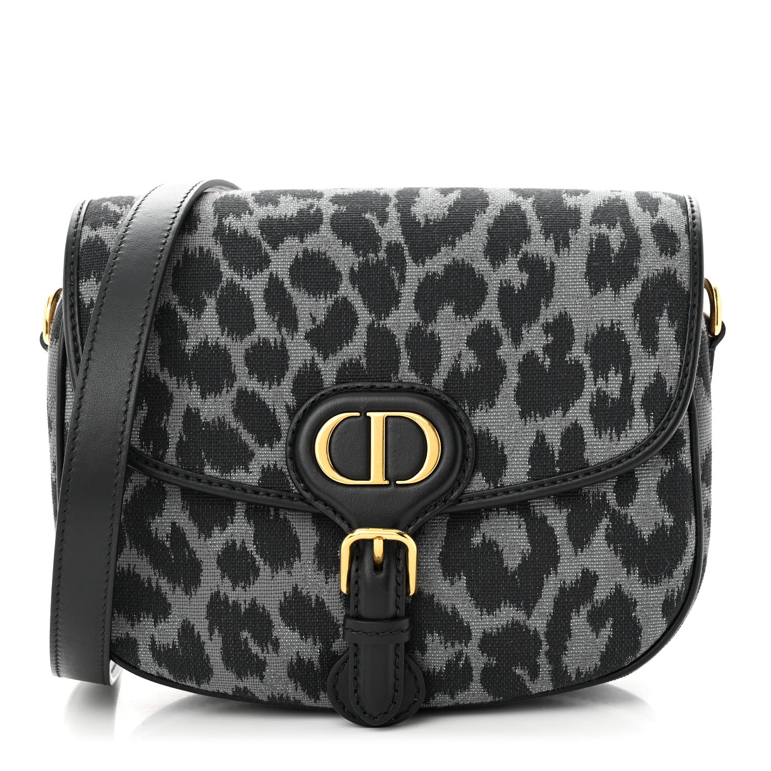 Christian Dior Canvas Mizza Embroidered Medium Bobby Flap Grey Black 1 of 9