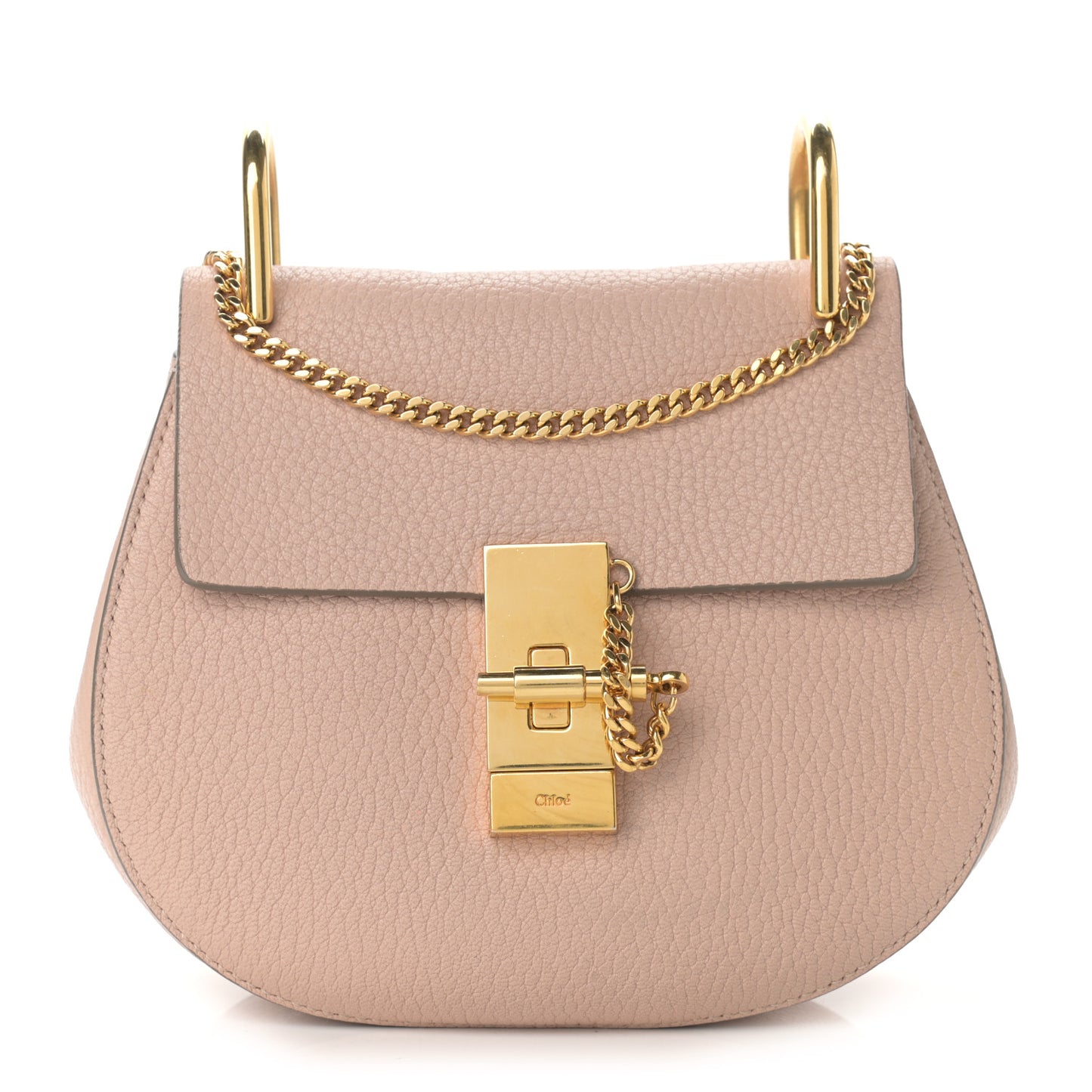 Grained Lambskin Mini Drew Shoulder Bag Cement Pink
