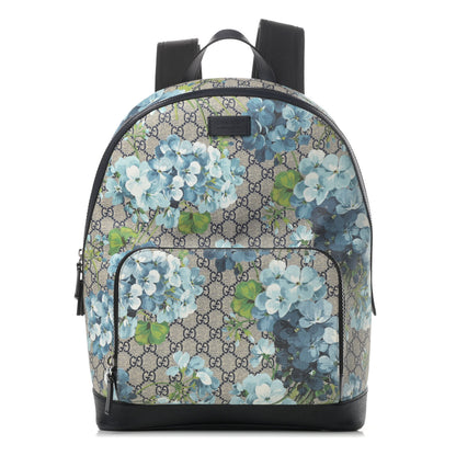 Gucci GG Supreme Monogram Blooms Medium Day Backpack Beige Blue Navy 1 of 5