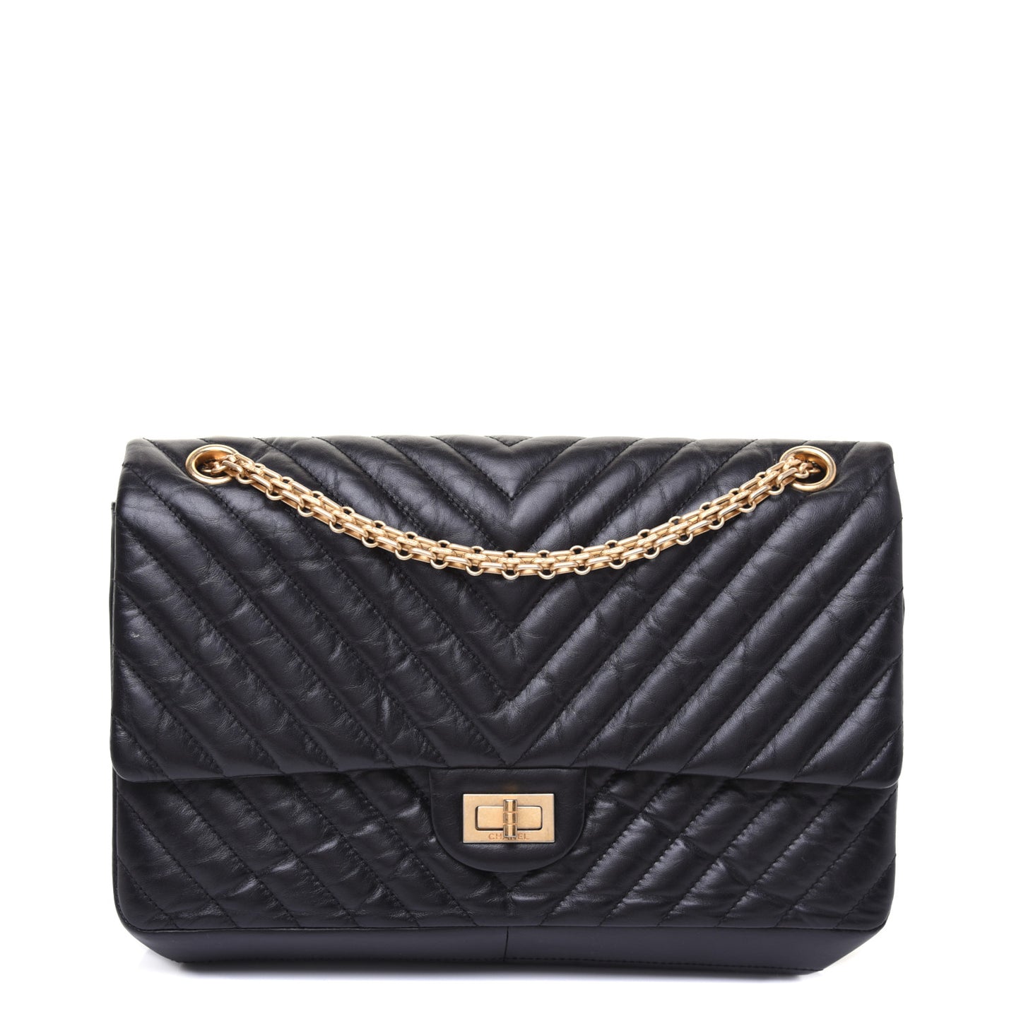 Aged Calfskin Chevron Quilted 2.55 Reissue 226 Flap Black