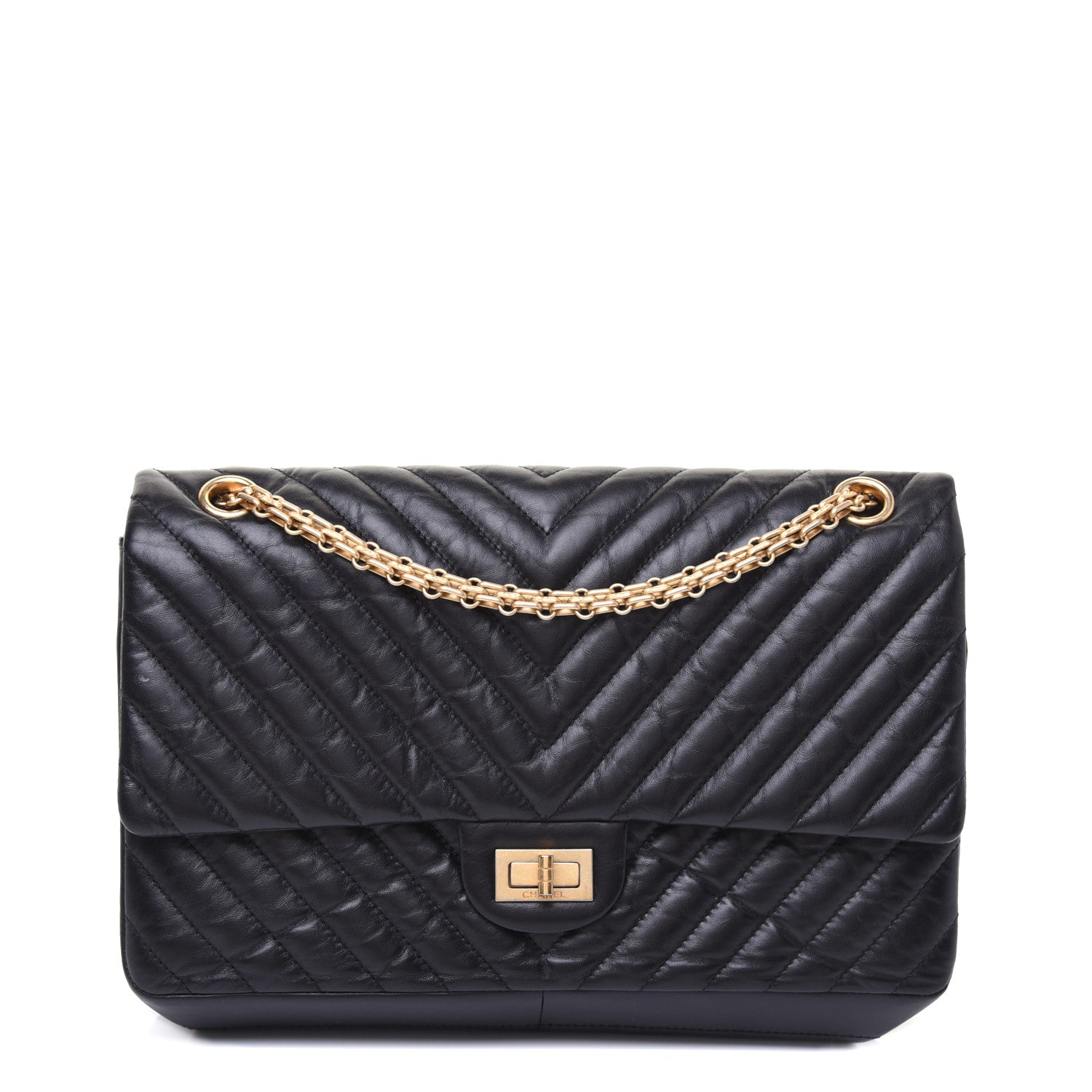 Chanel Aged Calfskin Chevron Quilted 2.55 Reissue 226 Flap Black 1 of 16