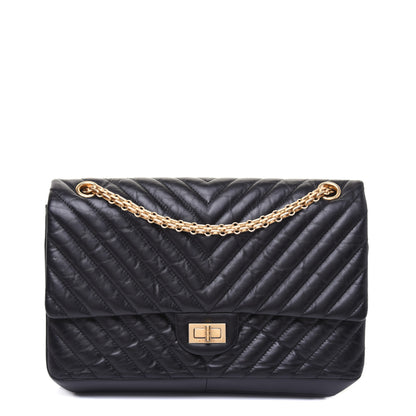 Chanel Aged Calfskin Chevron Quilted 2.55 Reissue 226 Flap Black 1 of 16