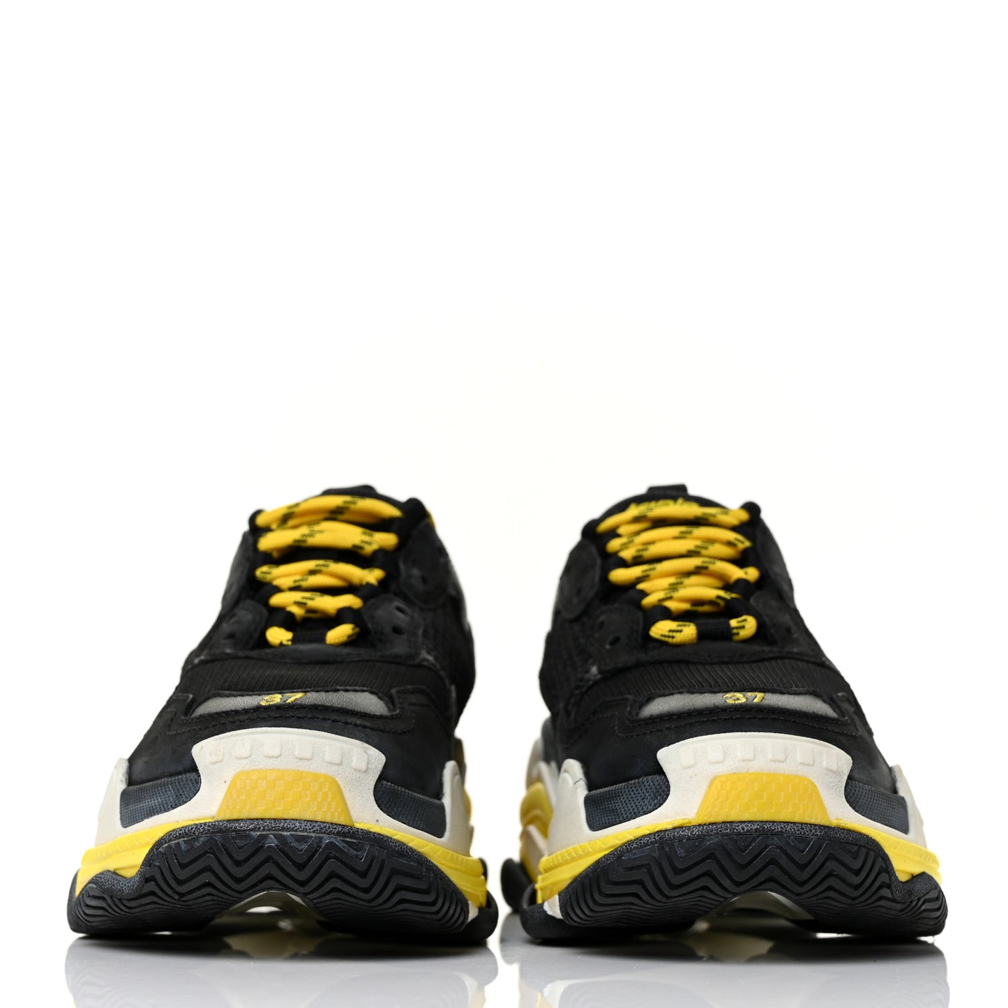 Fabric Mesh Womens Triple S Sneakers 37 Black Yellow