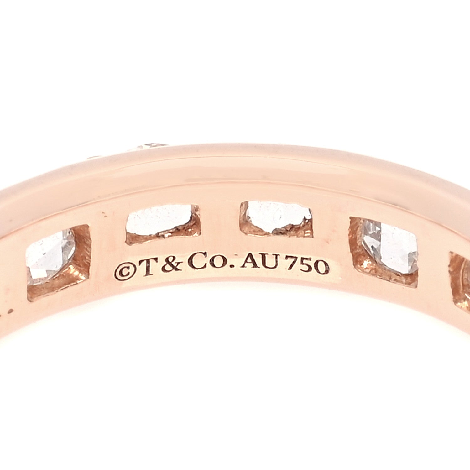 Tiffany 18K Rose Gold Diamond Metro Rose Cut Eternity Band Ring 48 4.5 4 of 5