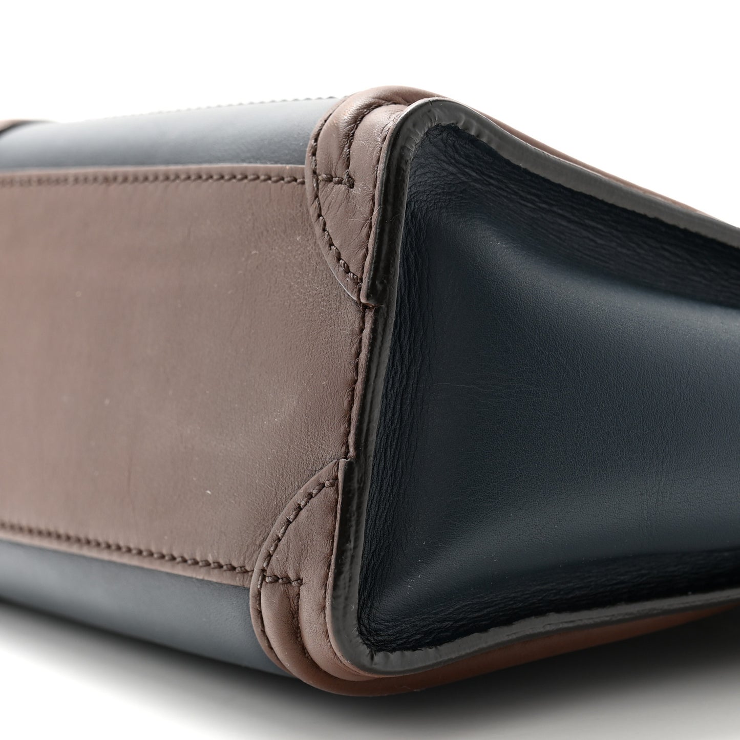 Smooth Drummed Calfskin Nano Tri-Color Luggage Navy