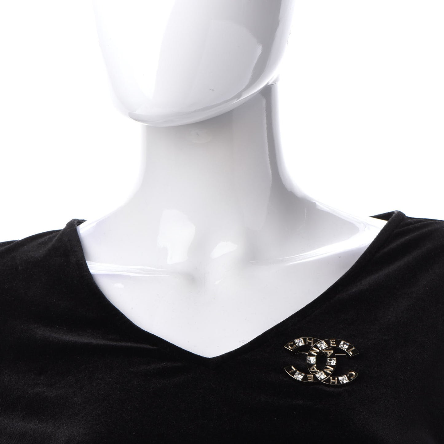 Baguette Crystal Logo CC Brooch Gold