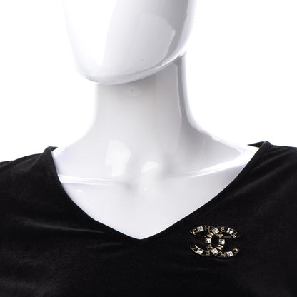 Chanel Baguette Crystal Logo CC Brooch Gold 2 of 5
