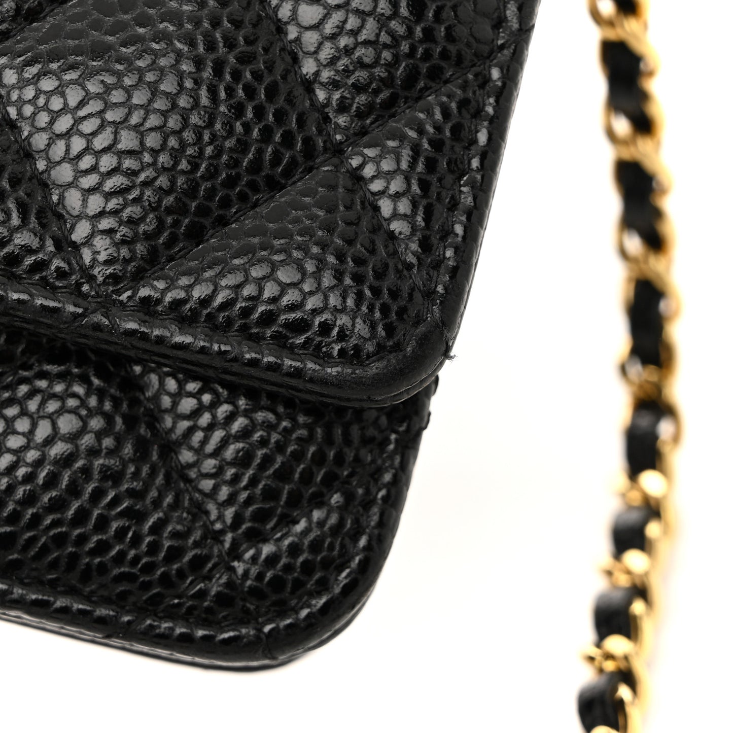 Caviar Quilted Wallet On Chain WOC Black
