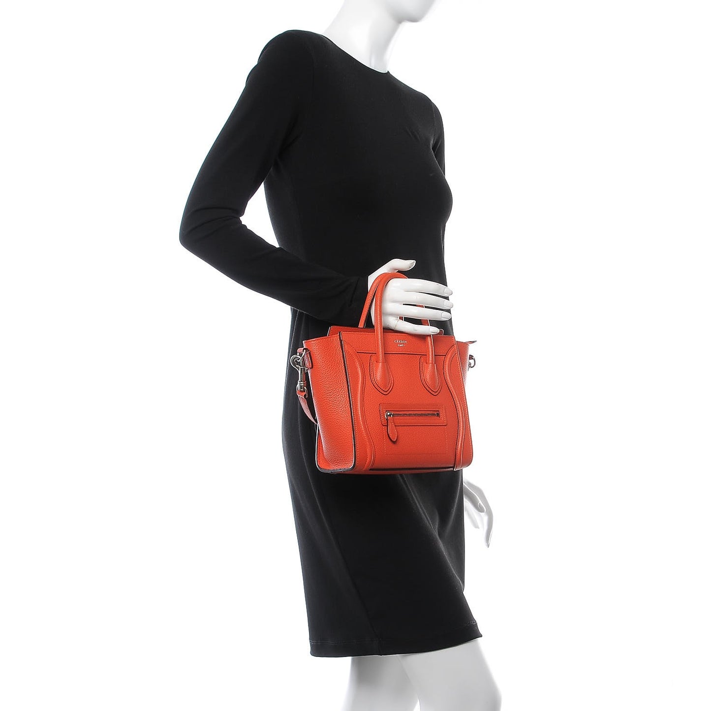 Drummed Calfskin Nano Luggage Vermillion