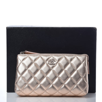 Chanel Metallic Lambskin Quilted Small Cosmetic Pouch Light Pink 9 of 9