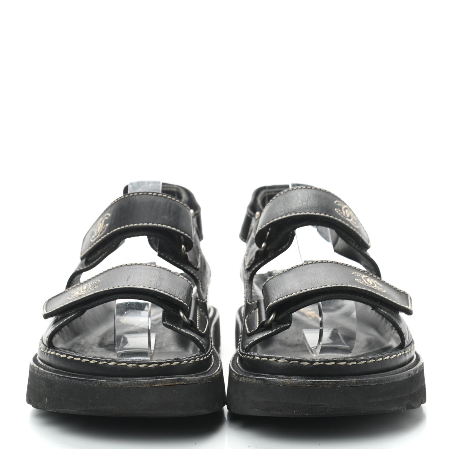 Lambskin Velcro Dad Sandals 35 Black