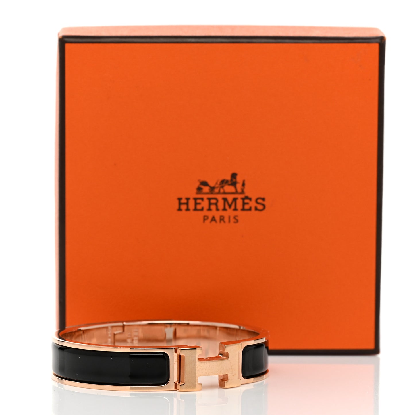 Enamel Narrow Clic Clac H Bracelet PM Black