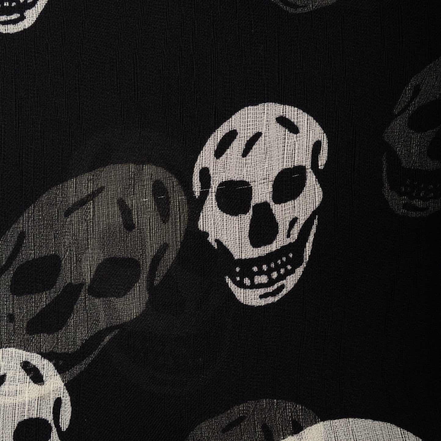 Silk Chiffon Skull Scarf Black Ivory