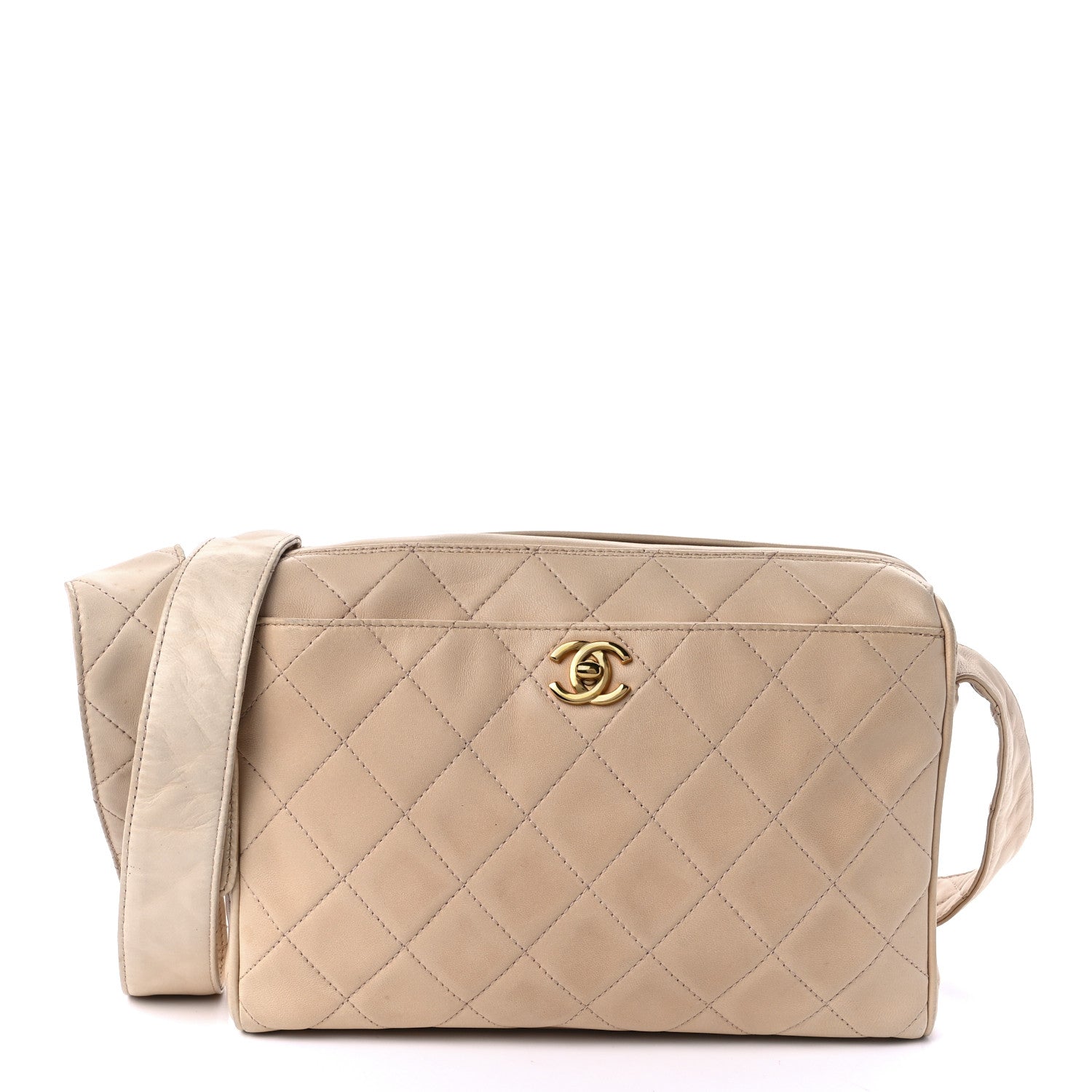 Chanel Lambskin Quilted Shoulder Bag Beige 1 of 10