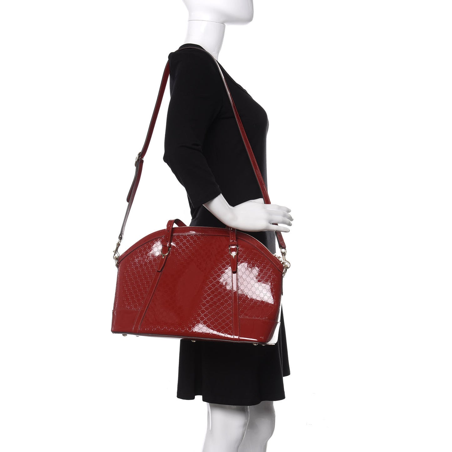 Patent Microguccissima Medium Nice Top Handle Dome Bag Rose Bed