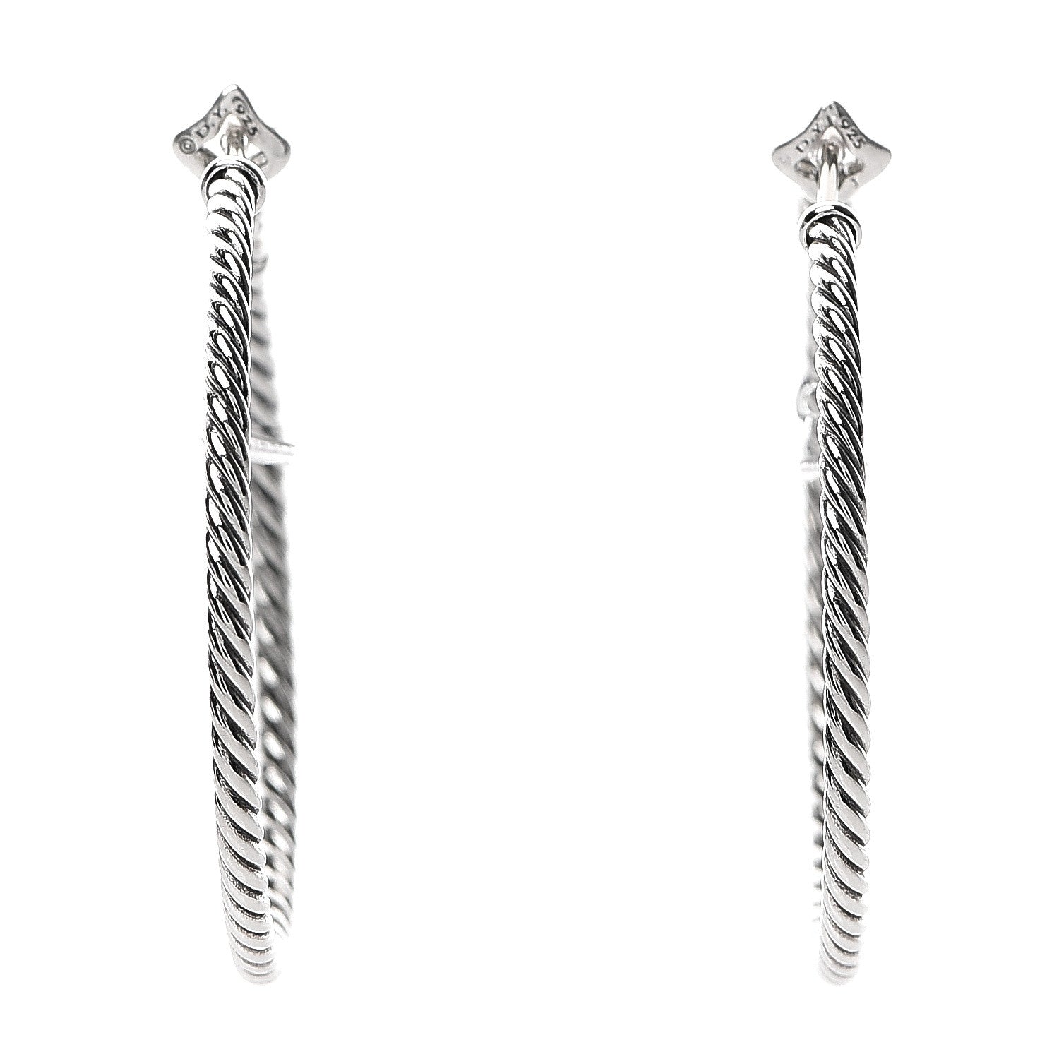 David Yurman Sterling Silver 36mm Large Cable Classics Hoop Earrings 1 of 4