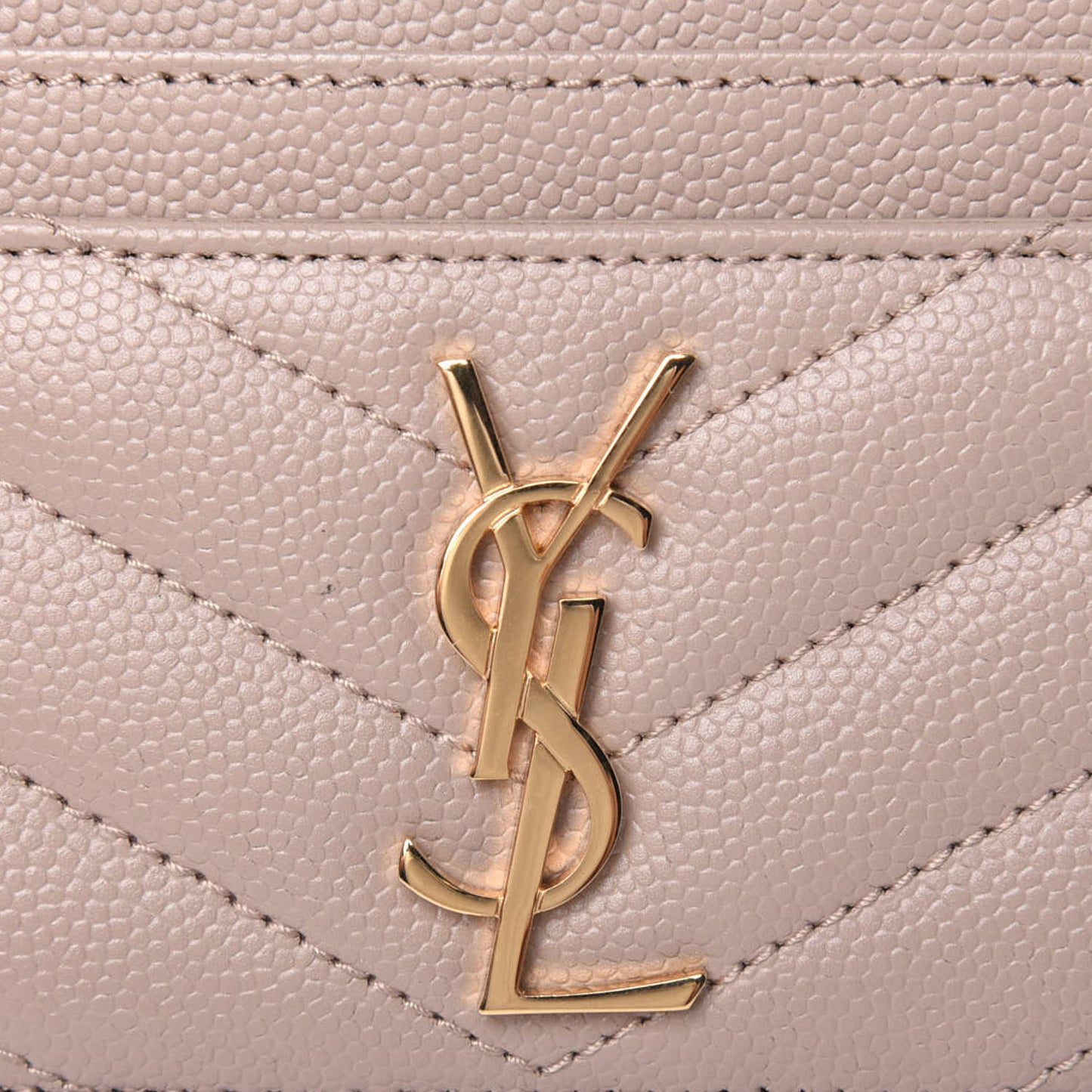 Grain De Poudre Matelasse Chevron Monogram Credit Card Case Dark Beige