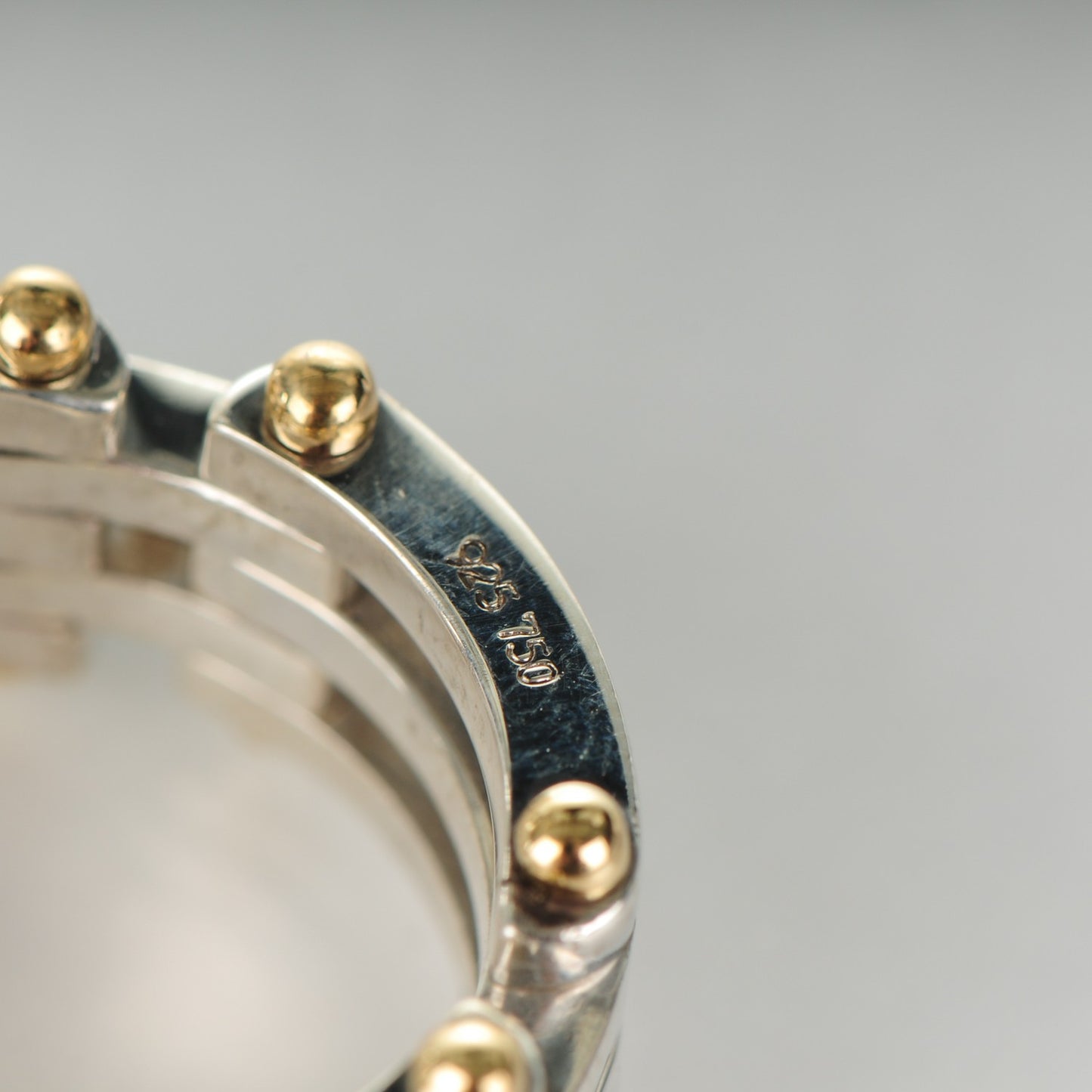 Sterling Silver 18K Yellow Gold Gatelink Ring 58 8.5