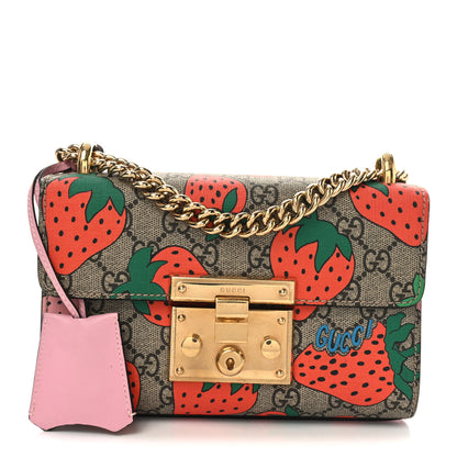 Gucci GG Supreme Monogram Strawberry Small Padlock Shoulder Bag 1 of 10