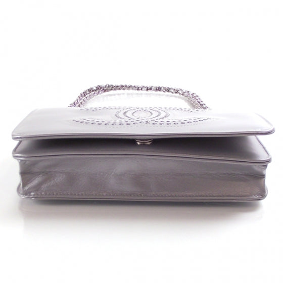 Patent Rhinestone Strass Wallet On Chain Gray