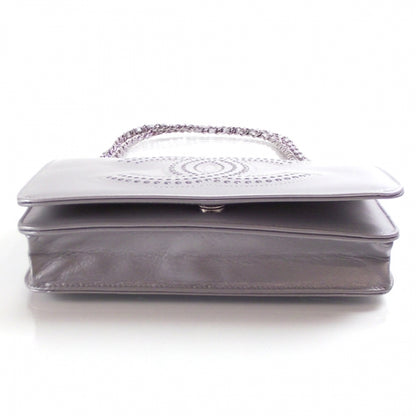 Chanel Patent Rhinestone Strass Wallet On Chain Gray 5 of 12