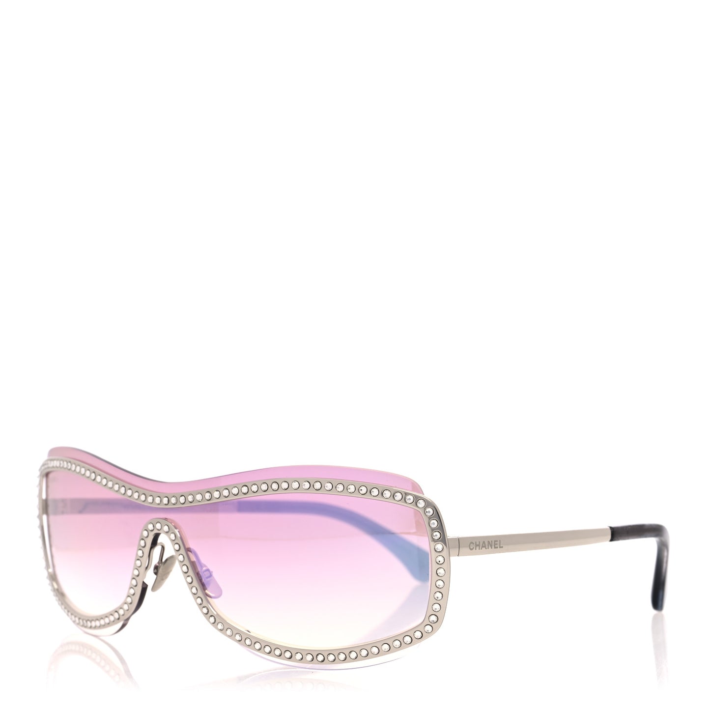 Nylon Crystal Mirrored CC Shield Sunglasses 9563-B Pink