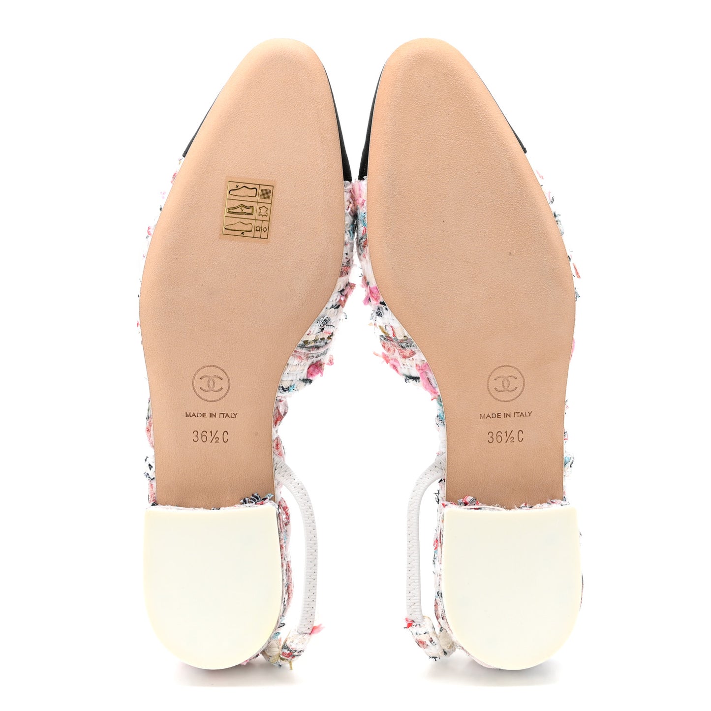 Tweed Grosgrain Cap Toe CC Slingback Flat 36.5 Pink Multicolor