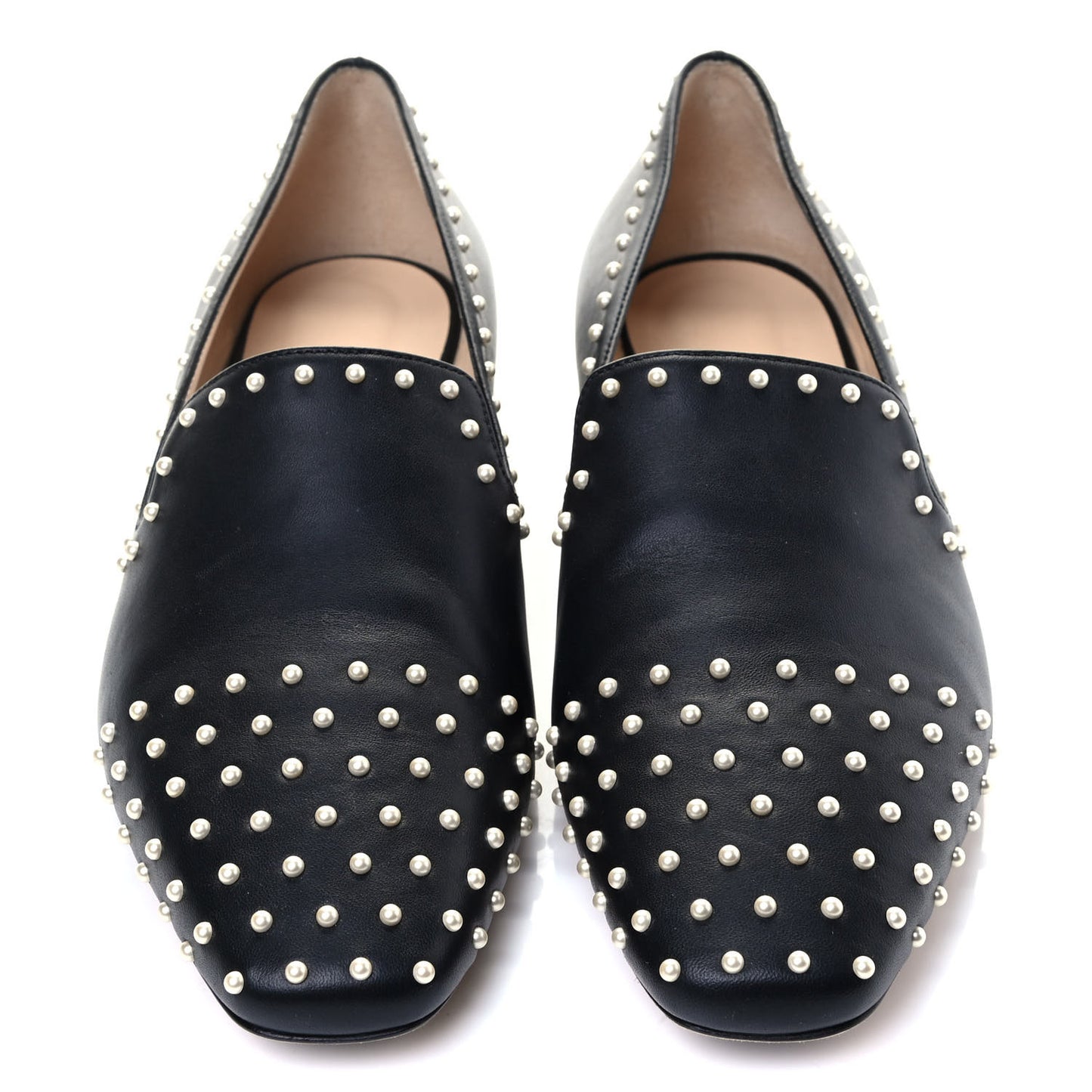 Nappa Pearl Studded Jaida Flat Loafer 40 Black