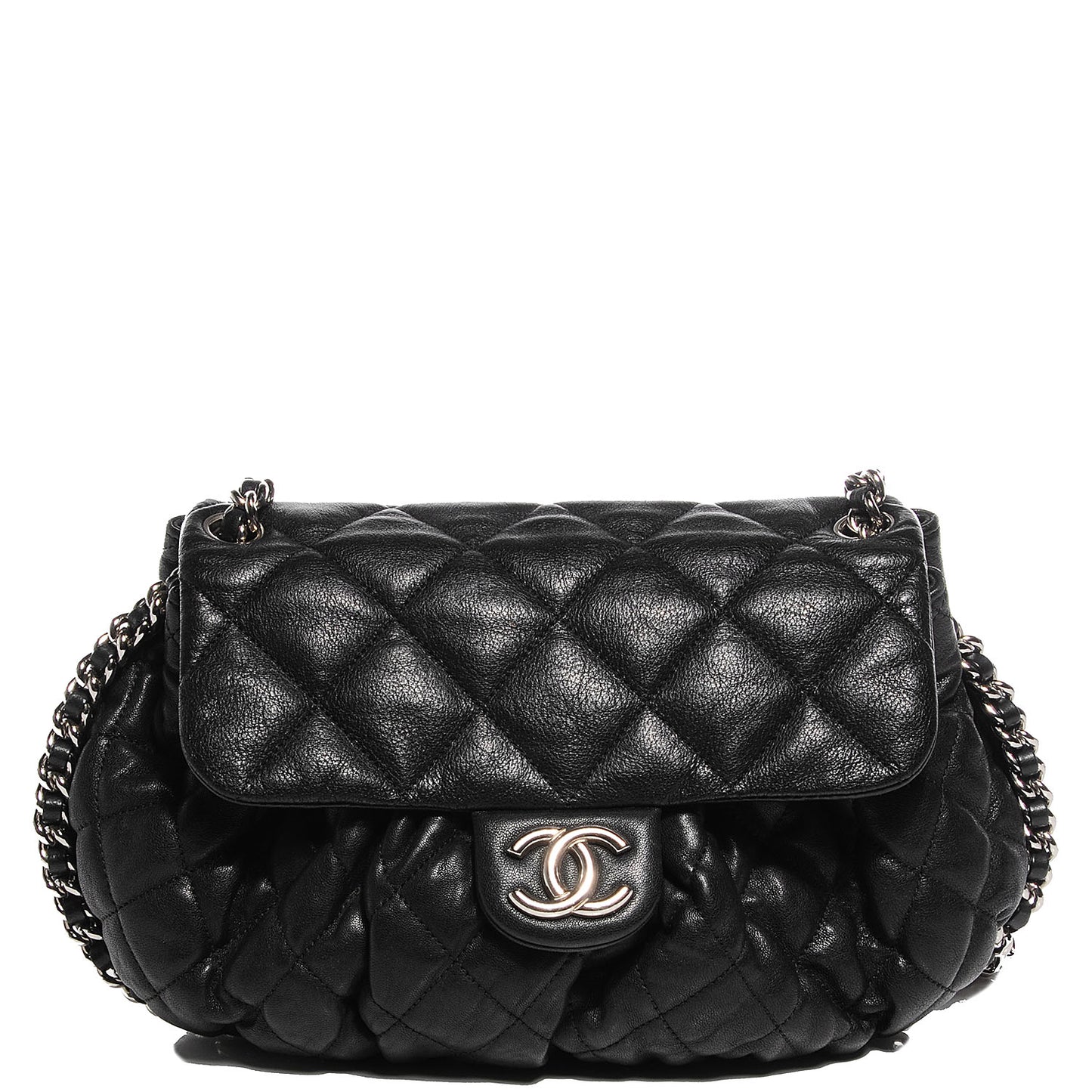 Washed Lambskin Chain Around Medium Messenger Black