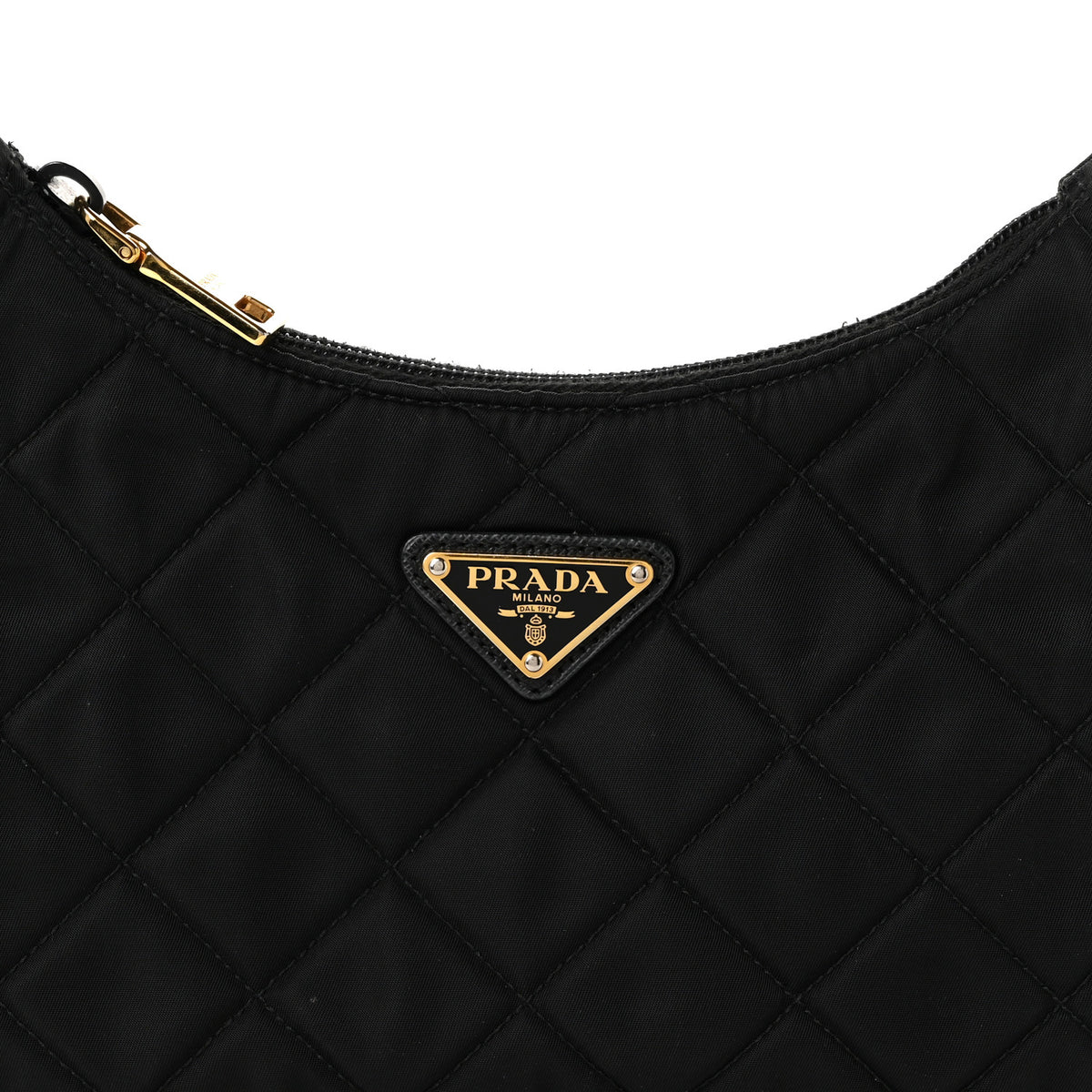 Prada Tessuto Nylon Stitched Shoulder Bag Black 9 of 13
