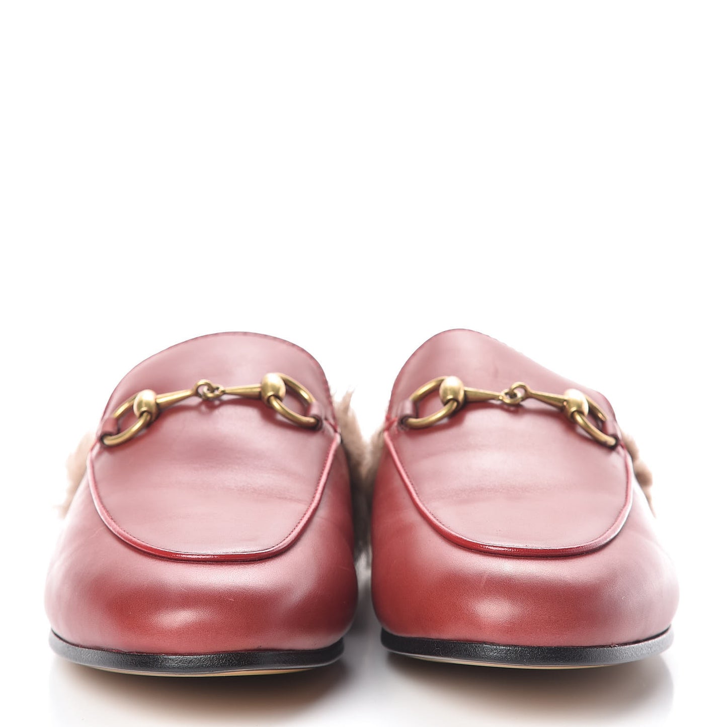 Betis Glamour Calfskin Fur Womens Princetown Slippers 36 Hibiscus Red Naturale